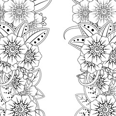 Mehndi flower decoration in ethnic oriental, indian style. doodle ornament. outline hand draw illustration. coloring book page.