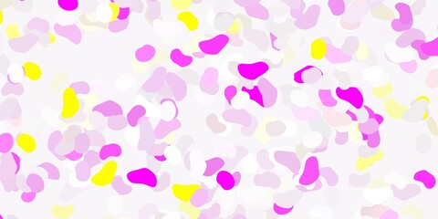 Light pink, yellow vector texture with memphis shapes.