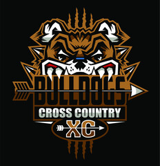 bulldogs cross country team design with mascot and arrow for school, college or league
