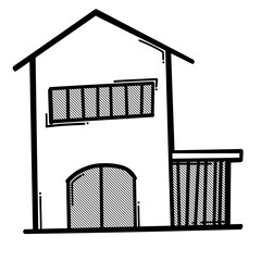 House building doodle vector icon. Drawing sketch illustration hand drawn line eps10