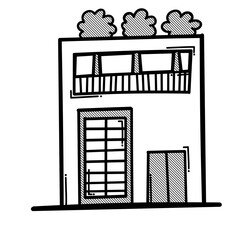 House building doodle vector icon. Drawing sketch illustration hand drawn line eps10