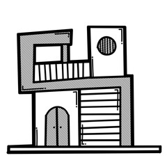House building doodle vector icon. Drawing sketch illustration hand drawn line eps10