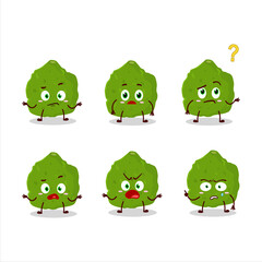 Fototapeta premium Cartoon character of kaffir lime fruit with what expression