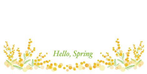 Spring flowers frame for web, banner and graphics design.
Hello, Spring illustration. Vector illustration. ミモザフレーム、春デザインフレーム、春バナーデザイン
