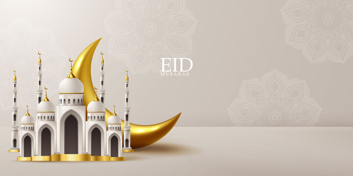 Ramadan kareem 2021 background. vector illustration with mosque and moon, place for text greeting card and banner