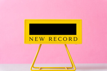 New record, best time, etc. Sports record or time. Electric bulletin board. ...