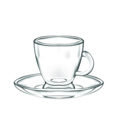 Vector illustration of clear glass mug or cup isolated on white background