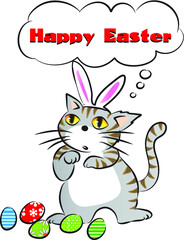 vector cartoon cat say happy easter
