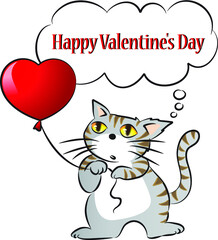 vector cartoon cat say happy valentines day