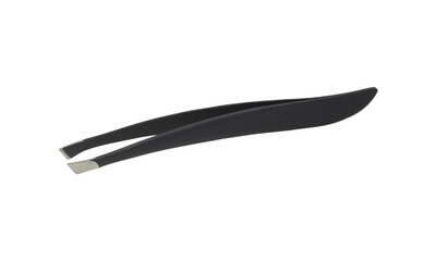 Black stainless steel tweezers isolated on white background.Clipping path