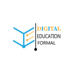 simple book outline digital logo education design template illustration