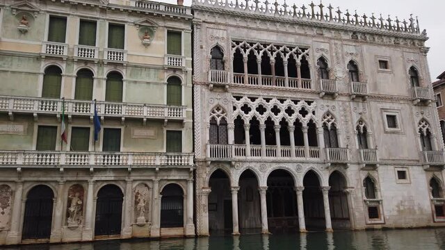 Giorgio Franchetti gallery and Miani Coletti Giusti palace seen from boat, Venice. Italy