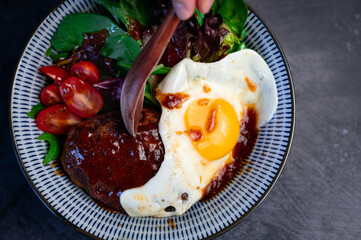 Japanese hamburger steak with sauce
