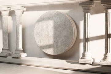 Blank Round Stone Classic Pillar Column Colonade Classical  Architecture Banner Realistic 3D Rendering © natanaelginting