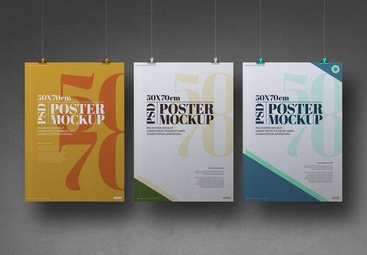 Hanging Mockup Poster Bulldog Clip