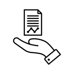 Document handover line icon. Simple outline style file symbol. Ownership, transfer, academy, business agreement concept. Vector illustration isolated on white background. EPS 10.