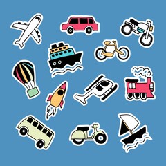 Sticker icon set of transport vector illustration