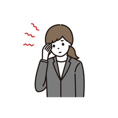 頭痛で困っているスーツの女性のイラスト