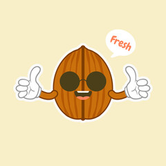cute and kawaii walnut character flat style vector illustration