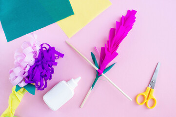 DIY How to make flowers from colored corrugated paper with your own hands, congratulations on mother's day, on birthday, step by step, step 11
