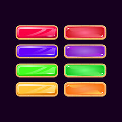 Set of game ui wooden diamond and jelly colorful button for gui asset elements vector illustration