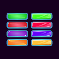 Set of game ui fantasy diamond and jelly colorful button for gui asset elements vector illustration