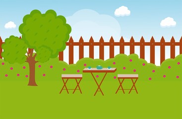 landscape with trees and fence