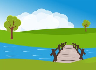 landscape with trees and water