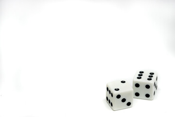 Two dices in white isolated background, dice concept