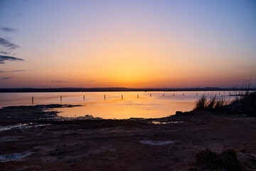 Fototapeta na wymiar sunny landscape on the coast in a sunset