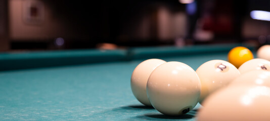 Russian billiards. White balls. Sport game