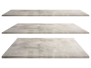 Grey concrete collection shelf isolated on white background with clipping paths, for present product and decoration