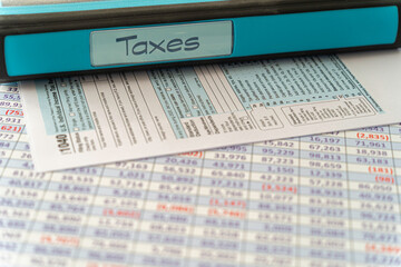 Obraz premium United states tax form on spreadsheet - Tax Preparation concept