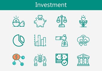 Premium set of investment line icons. Simple investment icon pack. Stroke vector illustration on a white background. Modern outline style icons collection of Money