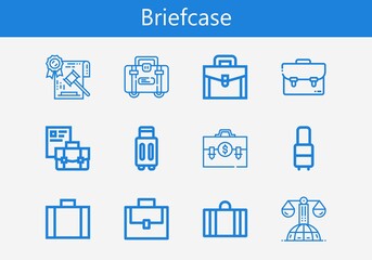 Premium set of briefcase line icons. Simple briefcase icon pack. Stroke vector illustration on a white background. Modern outline style icons collection of Law