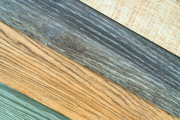 Vinyl tiles stack sample collection for interior designer. New wooden pattern vinyl tile. Full...