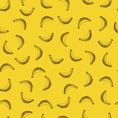 トロピカルなバナナ。シームレスなパターン。テキスタイル、壁紙、包装紙のデザイン。