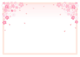 イラスト素材 桜 新入学や卒業のランドセルを背負う小学生男児と女児 飾り枠 ピンク April Poster Apr Kuroshimaharu