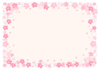 イラスト素材: 桜　背景　飾り枠　春　パステルピンク