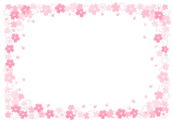 イラスト素材: 桜　飾り枠　春　白　背景