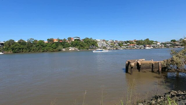 Brisbane River From Powerhouse Boardwalk With CityCat