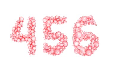 Pink numbers, an alphabet made of bubbles, balloons.  Children's design, for holidays, parties, weddings, prints, invitations, cards