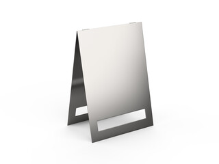 Metallic pavement signboard mockup, outdoor advertising POS POI stand banner mock up template on isolated white background, 3d illustration