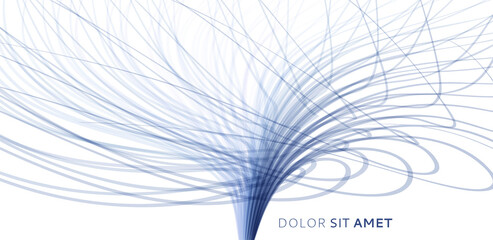 Curved lines with perspective effect. Optical fiber. 3d abstract background. Vector illustration.