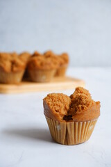 brown cake in a white background