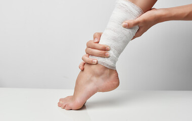 summer injury female leg bandage health problems pain