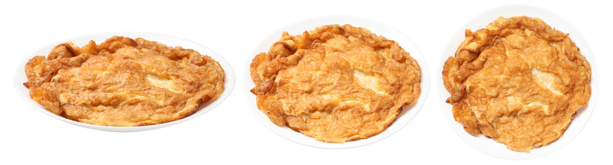 Thai style omelette on white background