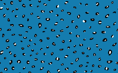 Abstract modern leopard seamless pattern. Animals trendy background. Blue and black decorative vector stock illustration for print, card, postcard, fabric, textile. Modern ornament of stylized skin
