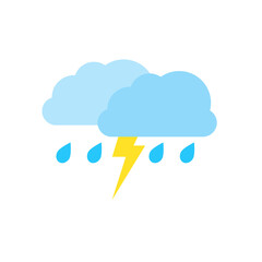 Weather forecast icons include,rainy season,rainstorm, thunder,lightning, winter,snowing, cold weather, summer,rising sun,clear weather,hot weather,spring, night,moon,stars. Vector illustration