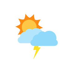 Weather forecast icons include,rainy season,rainstorm, thunder,lightning, winter,snowing, cold weather, summer,rising sun,clear weather,hot weather,spring, night,moon,stars. Vector illustration